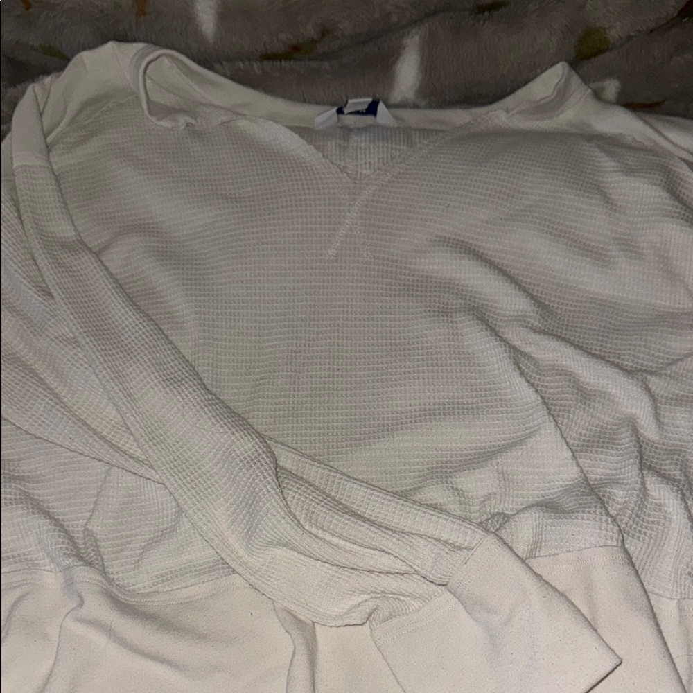 JoyLab White Crewneck Waffle Sweater Soft Classic Design